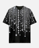 Men's Romantic Shining Diamond Chain Printed Big and Tall Short Sleeve T-shirt